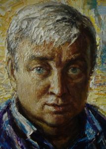 Фрагмент картины Александра Парфенова, который изобразил своего друга Александра Стефановича на фоне Венеции. «Наверное, потому, что когда я позировал, все время рассказывал о своих путешествиях»