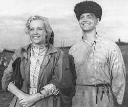 С Мариной Ладыниной в картине «Кубанские казаки», 1949 год